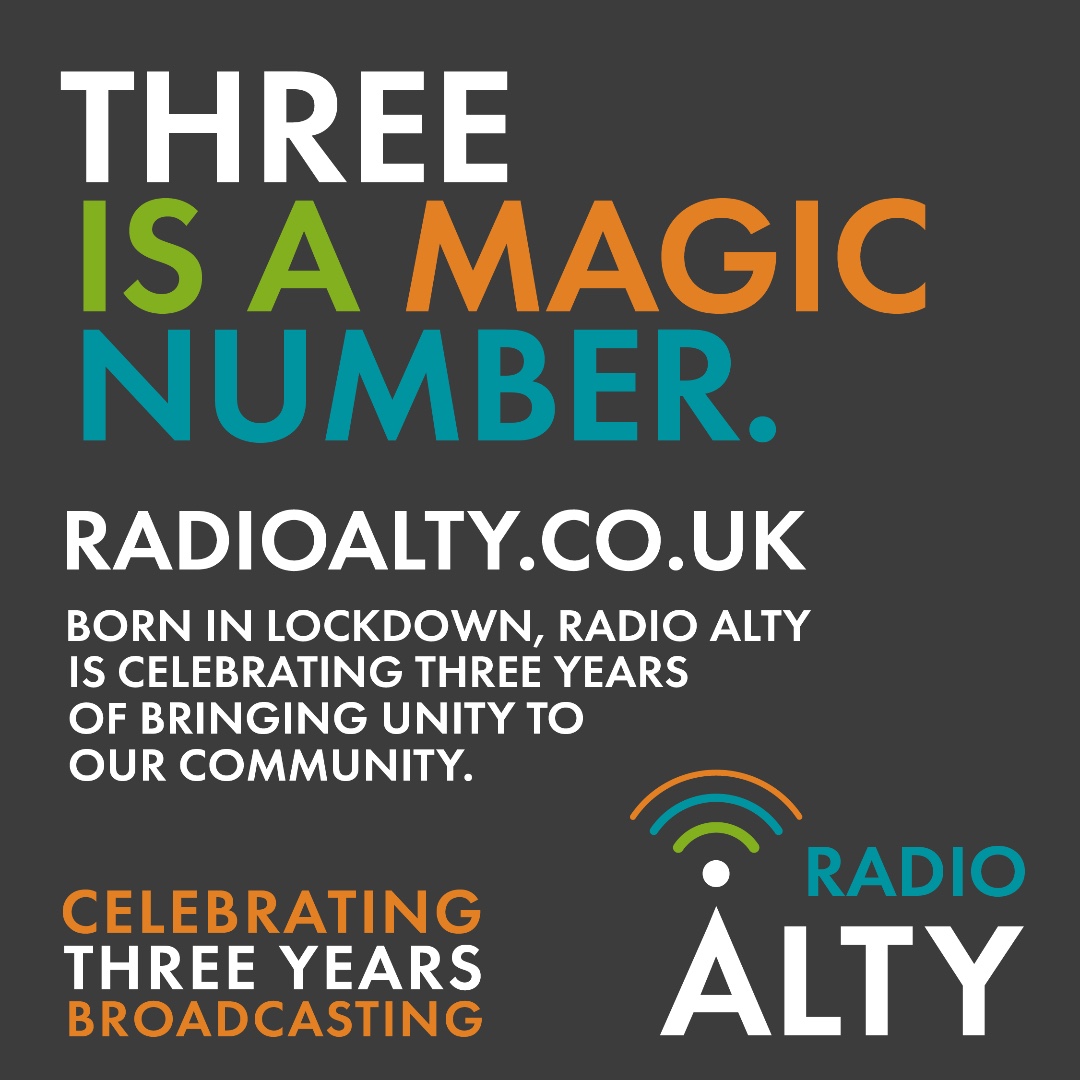 RadioAlty's tweet photo. It is three years today that https://t.co/avmIQb4M8a first broadcast from the homes of our presenters. Listen - online, apps, & smart speakers.
#McGoff #PerformanceWorks #APlanInsurance #AltrinchamGarrickPlayhouse #FinanCreativeConsutants https://t.co/m772ft7Sim