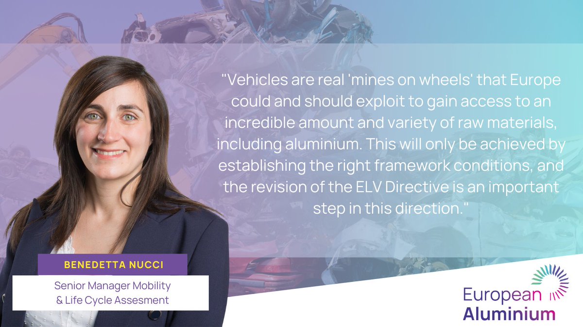 EU_Aluminium's tweet photo. With the average 🚗produced in Europe today containing 180 kg of #aluminium, it's important to optimise the recycling♻️ of End-of-Life Vehicles. Discover how the revised #ELVDirective can help in our latest blog post by @pragnarsson &amp; Benedetta Nucci! 

👉https://t.co/dgJHfvWHTD https://t.co/AS6rYuXXT4