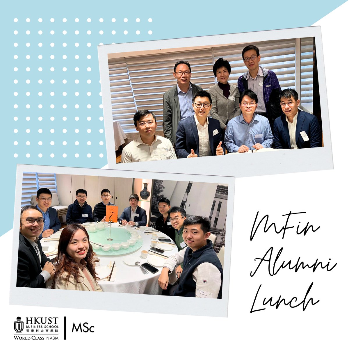 hkustmsc's tweet photo. The HKUST MSc Programs concluded another 𝗔𝗹𝘂𝗺𝗻𝗶 𝗟𝘂𝗻𝗰𝗵 with joy and laughter in March. More than 70 alumni of our 𝗠𝗙𝗶𝗻 Program from various classes attended the lunch gathering to catch up with old friends and make new ones. https://t.co/KTIa2tNXDZ