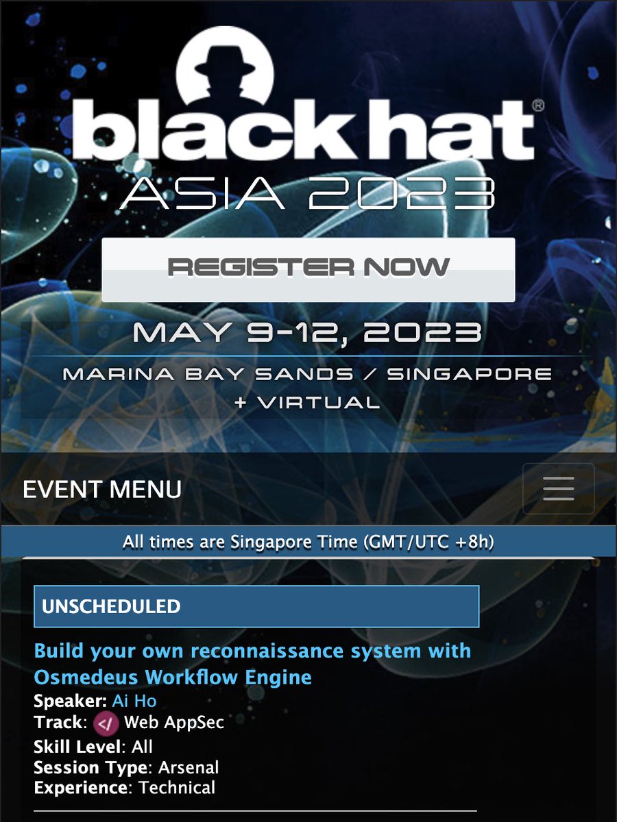 🥳 I'm thrilled to announce that I'll be presenting <a href="/OsmedeusEngine/">Osmedeus</a> at the upcoming #BlackHat Asia conference this May.