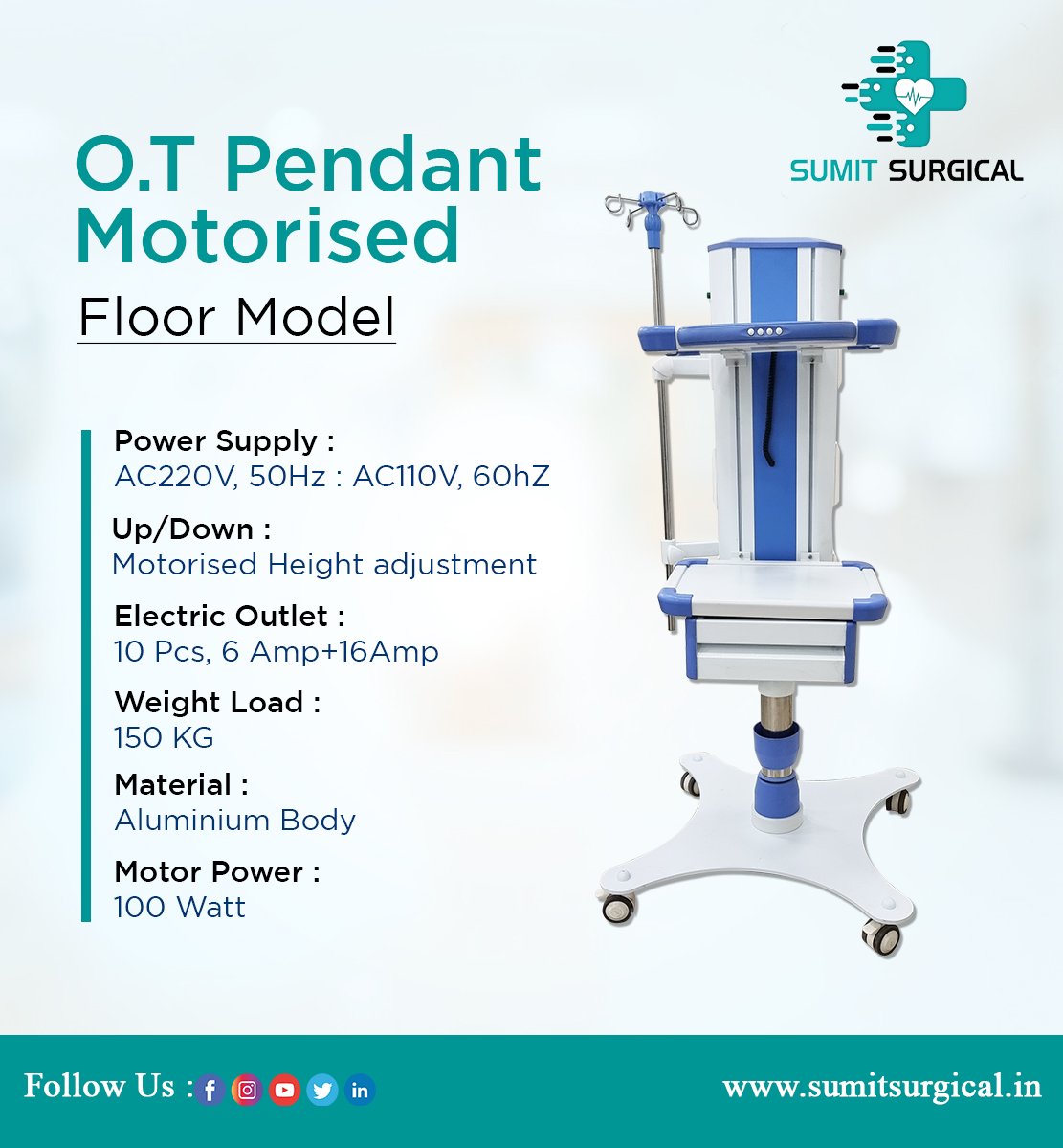 ssiruchi's tweet photo. O.T Pendent Motorised (FLOOR MODEL) 

Whatsapp: https://t.co/9c4J7rNGbM
Email ID 📩info.sumitsurgical@gmail.com
#otpendentmotorised #medicalaircompressor #medicalequipment #suctionmachine #madeinindia #operationtheatorlight 
#sumitsurgical #medinain #ottable #otlights  #otpendant https://t.co/nwcy0oJPZ3