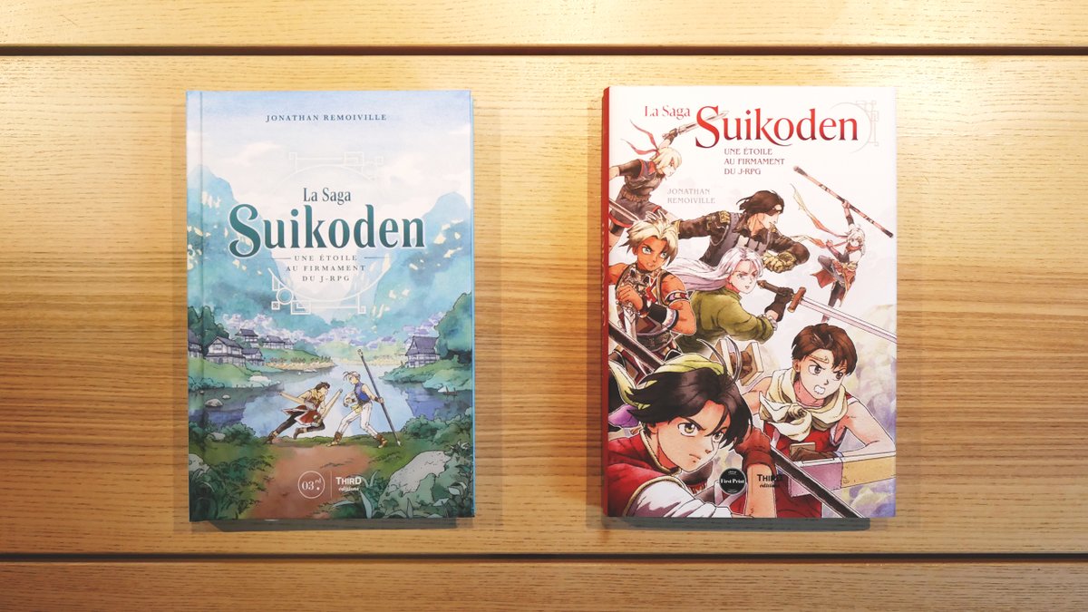 Depuis hier, notre ouvrage sur Suikoden est disponible partout : en librairie et sur notre site.

Et c'est l'incroyable <a href="/Sulhya/">Sourya</a> qui a illustré les couvertures des deux éditions du livre.

à 👈 : édition classique

à 👉 : édition First Print

⤵⤵⤵
thirdeditions.com/first-print/53…
