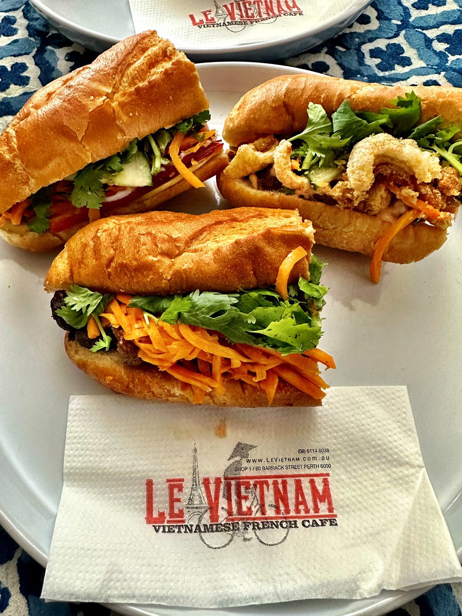 Takeaway treat - World renowned meat Banh Mi Rolls @LeVietnamCafe - 4 Little Pigs, Original 3 Meat Combination, Spicy Bulgogi Pork 😘👌

#bestbanhmirolls
#banhmirolls
#bestsandwich