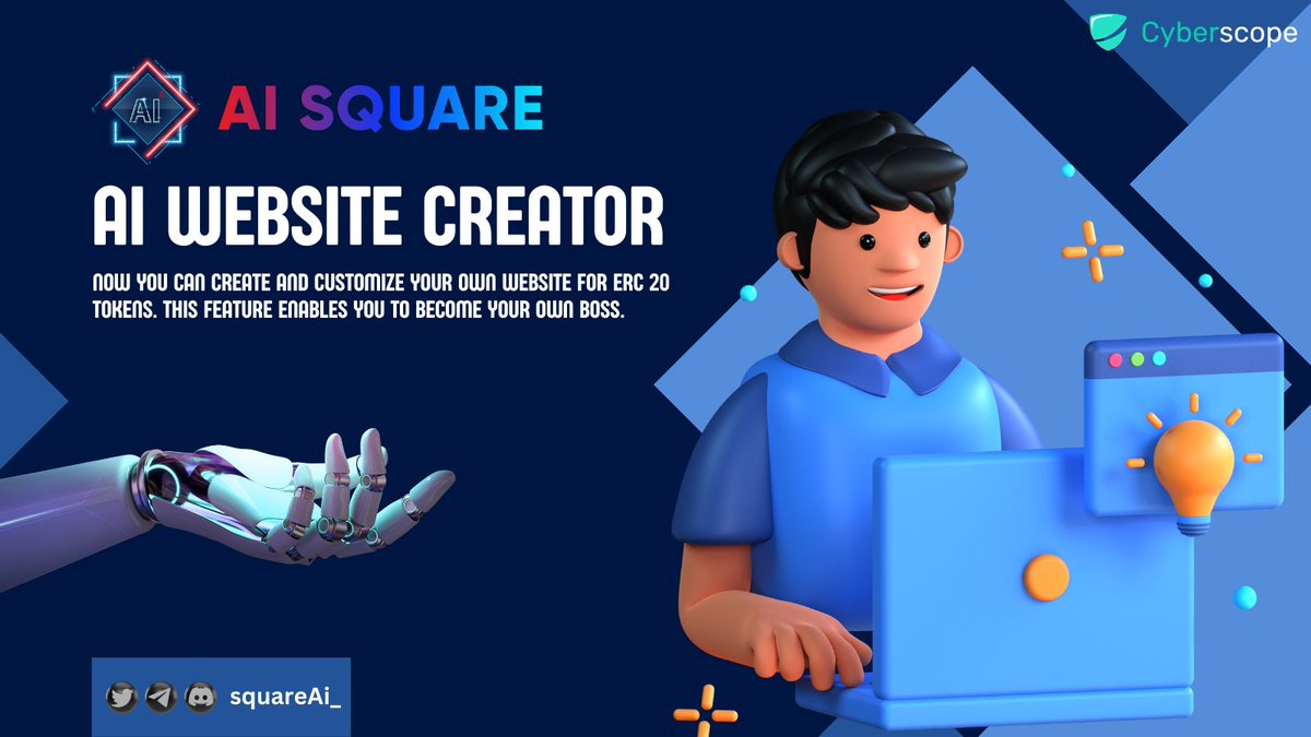 Now you can create and customize your own website for ERC 20 tokens. 💻

Become your own boss.🧑‍💻

🌐ai2.club

#SQUARE #Ai #artificalintelligence #BSC #BNB  #Binance #BNBChain #Trading #Crypto #Blockchain
