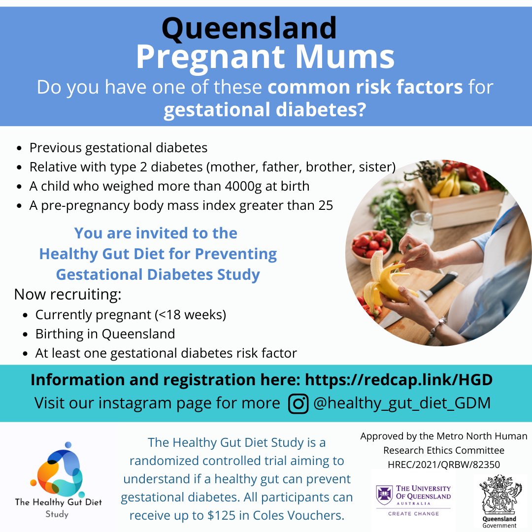 At the end of #dietitiansweek23 I thought I’d share why/how I became a dietitian and how this led me to eventually become the study lead for the Healthy Gut Diet for preventing gestational diabetes Study @dietitiansaus @UQ_CHSR @MetroNorthHHS A 🧵