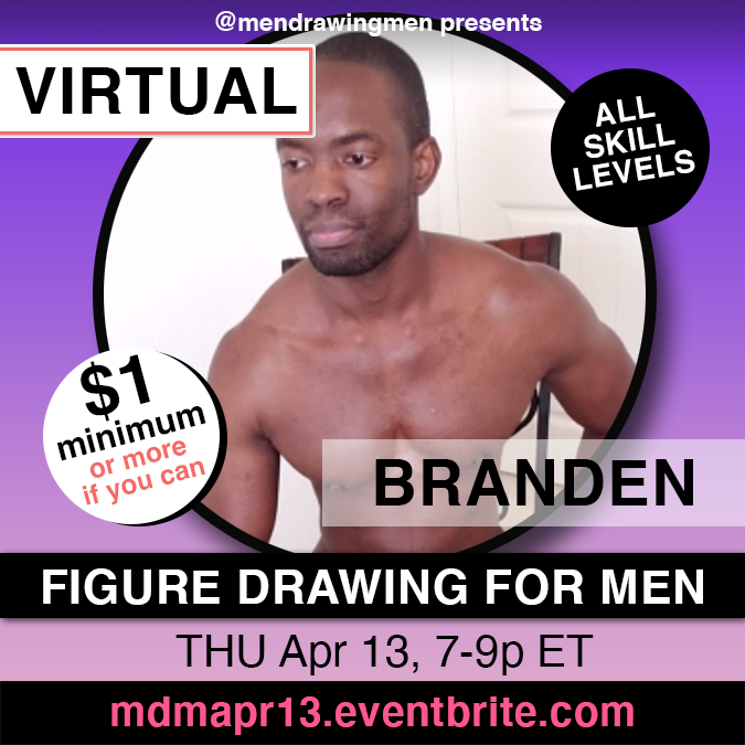 MenDrawingMen's tweet photo. Virtual artistic drawing session with BRANDEN

https://t.co/8lscdDPeKn

https://t.co/FIWzaPu3NP

THU Apr 13, 7-9p ET(NYC)
Our Eventbrite has a time zone chart.

#malemodel #malenude #figuredrawing #lifedrawing https://t.co/utHV5sg3lr