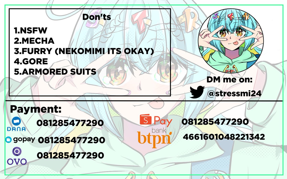 stressmi24's tweet photo. [OPEN COMISSION]
LIKE AND RT ARE APRECIATE🥰

halo semuanya!✨✨
Namaku stressmi,aku lagi open commis ID only nih.buat yg mau OC,waifu,atau husbunya aku gambarin bisa langsung DM aku ya^^

@CmsnArtist_Id #opencommissions #ArtistOnTwitter https://t.co/96R6QU9Vpw