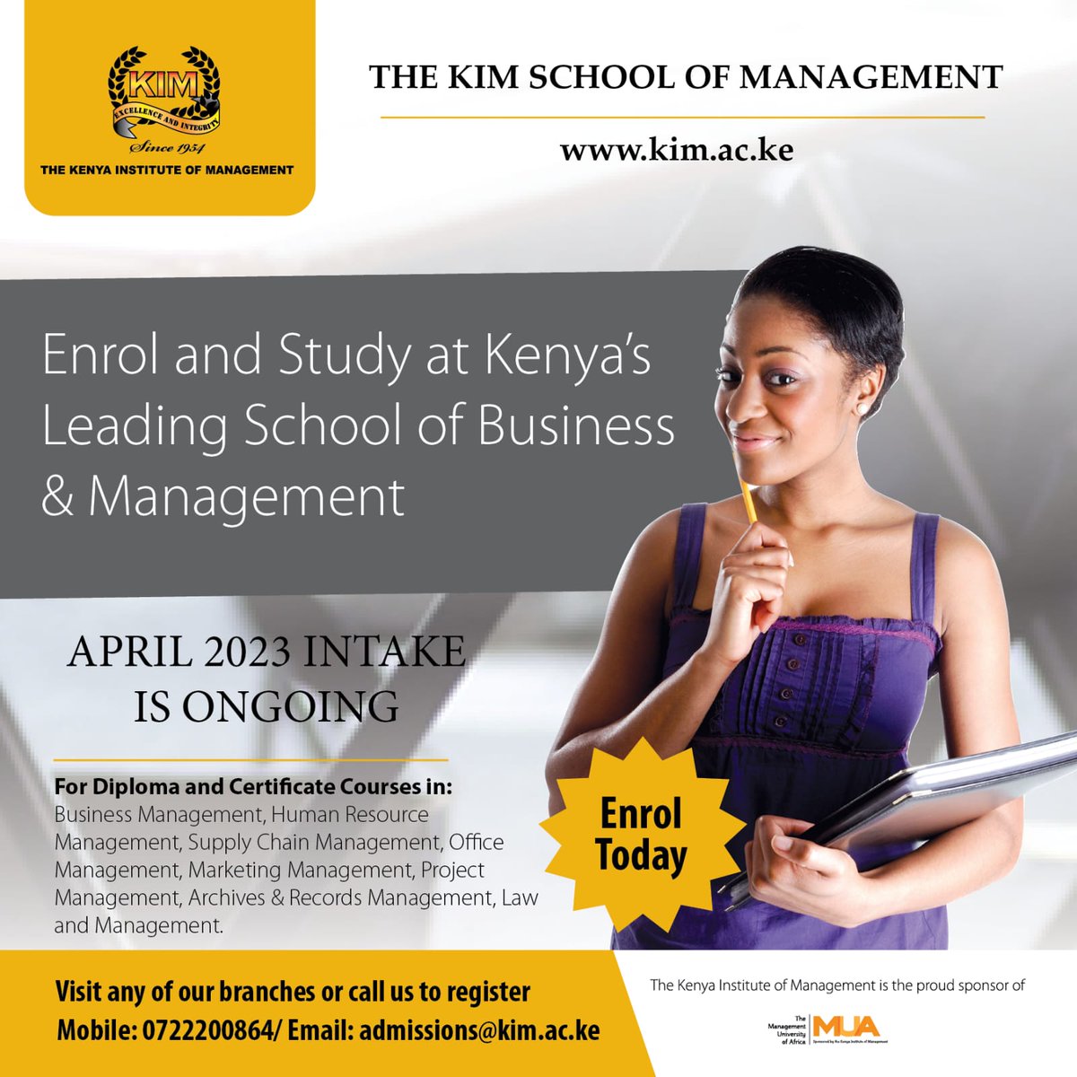KIMKenya's tweet photo. "Ready to ignite your passion for learning? Our April intake for diploma and certificate courses is here! Get hands-on experience and gain the skills you need to succeed in today's fast-paced world. 🔥🎓
@MuriithiNdegwa
#AprilIntake #DiplomaCourses #CertificatePrograms https://t.co/iI6tzE4R2T