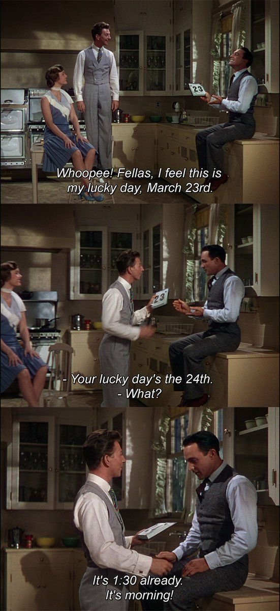 Mar 24th 1927 - Don, Kathy and Cosmo hatch a plan to save The Duelling Cavalier by turning it into a musical. #SinginInTheRain