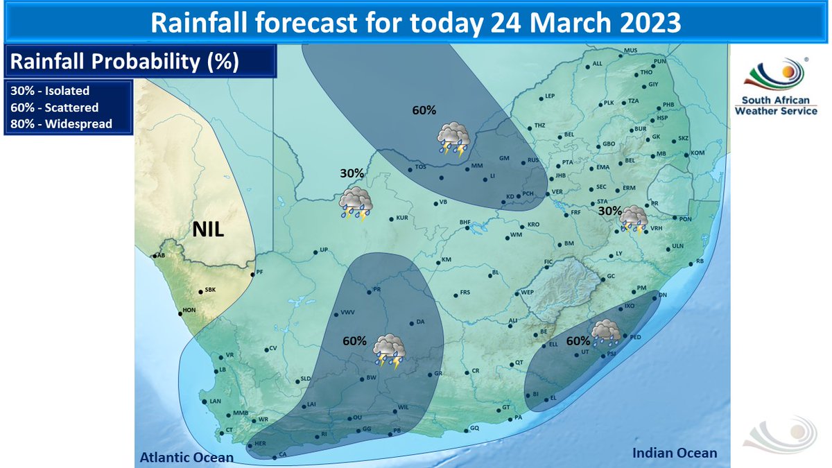 SA Weather Service on Twitter "Rainfall forecast for today 24 March 2023."