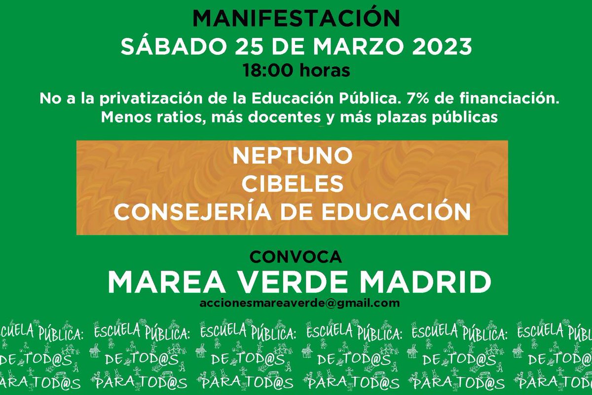 Apoyamos esta movilización convocada por la #MareaVerde en defensa de la #EducacionPublica