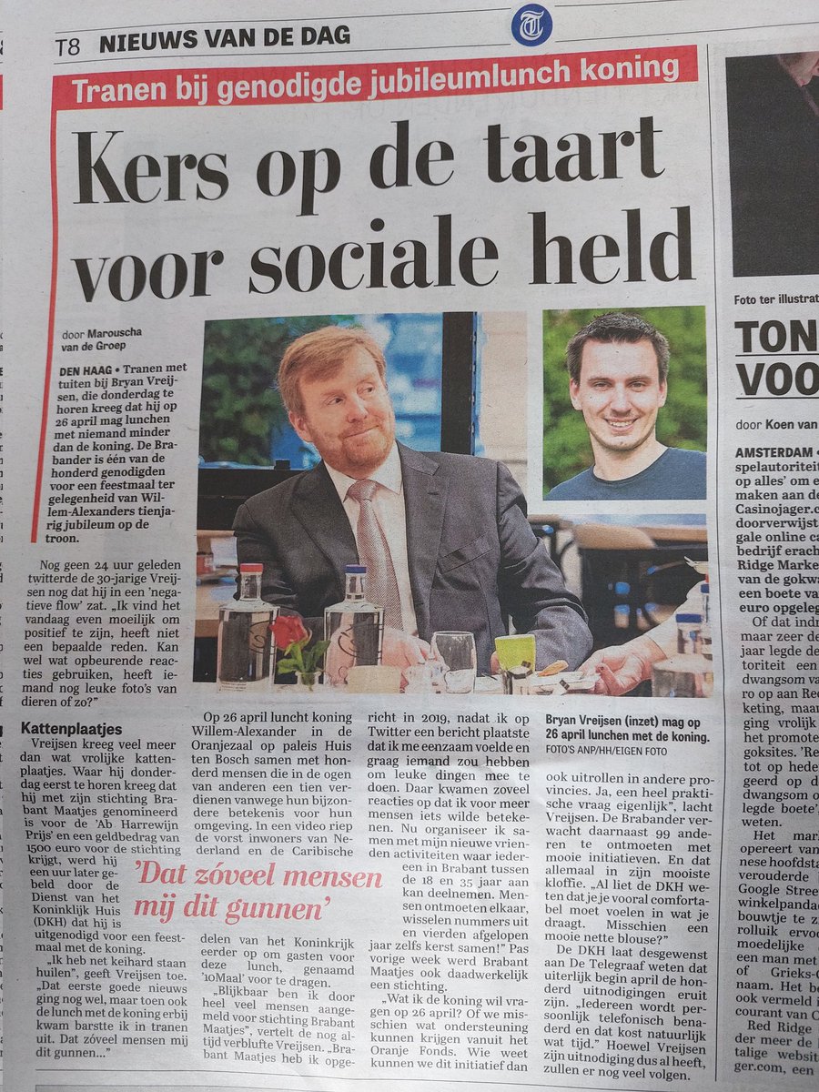 Bryanvreijsen's tweet photo. Sta vandaag in de @telegraaf! 

'Dat zoveel mensen mij dit gunnen' https://t.co/6UAeZ8XuNq