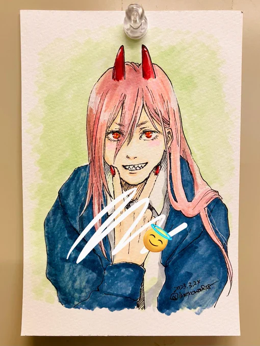 パワーちゃん描いた後に裏は挑発や侮辱の意味だと知った…(>人<;)sorry 