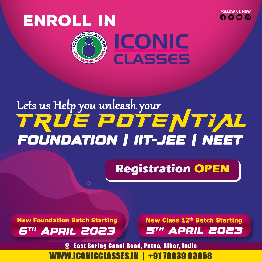 ICONIC_CLASSES's tweet image. Lets Us Help You Unleash Your #TRUE_POTENTIAL.
Join Batches  #Foundation | #Neet &amp;amp; #IIT_JEE #Courses.