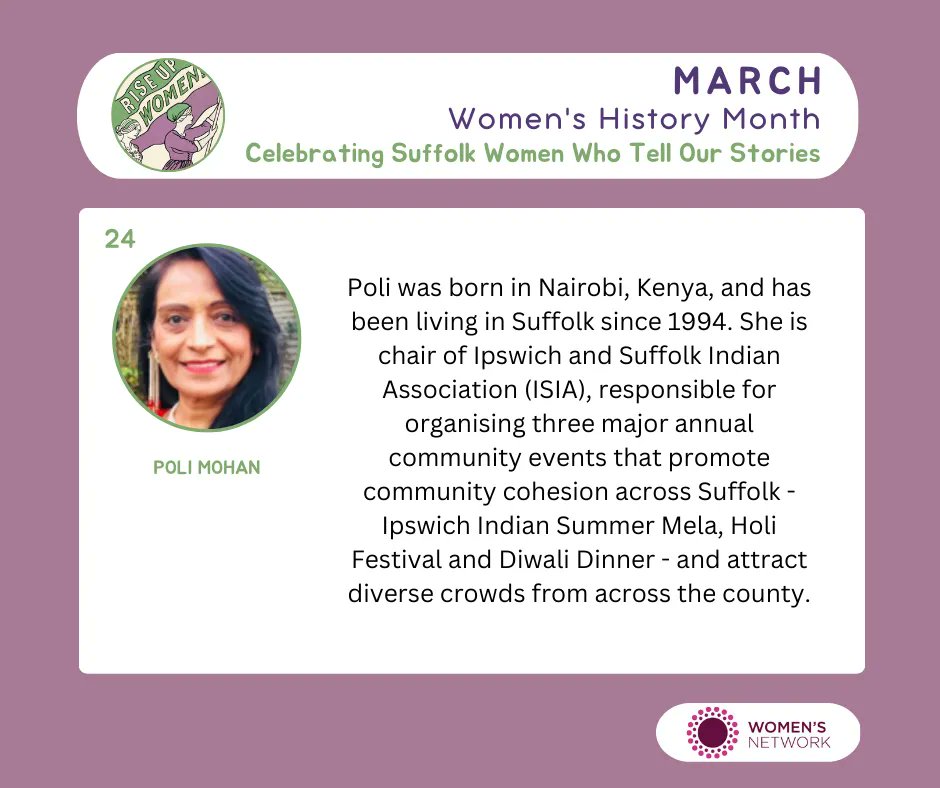 SccWomens's tweet photo. Women's History Month Day 24 - #PoliMohan #womenshistorymonth #WHM2023 #SuffolkWomen https://t.co/YnEuFBsHWq
