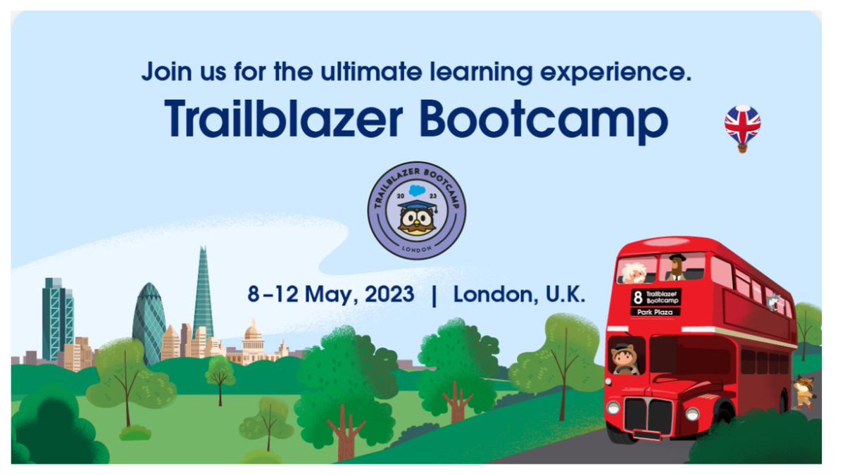 We're delighted that 5 of our certified instructors are supporting <a href="/salesforce/">Salesforce</a>'s #Trailblazer Bootcamp in London (8-12th May).

It’s going to be full of amazing opportunities to learn, get certified and connect with the community.
 
lnkd.in/ehDM6c-D