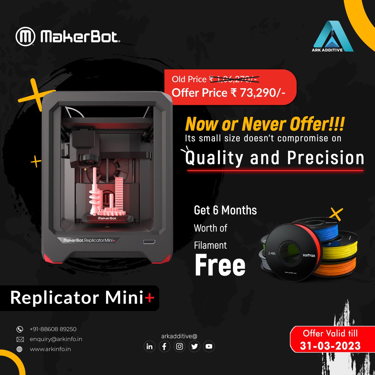 AdditiveArk's tweet photo. Take your creative projects to the next level with the Replicator Mini 3D Printer! 🚀
Click the link to buy printers - https://t.co/R8DqtUwxLF
#arkadditive #3DPrinting #Innovation #Design #replicatormini #3dprinter #3dprinteroffer #3dprintersale #3dprinteroffer #offer #sale https://t.co/MRGeElO3eM