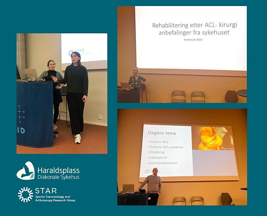 This week <a href="/STAR_bergen/">STAR</a> and the knee section <a href="/Haraldsplass/">Haraldsplass Sykehus</a> hosted a seminar for healthcare professionals interested in knee conditions. 

ACL surgery and rehab was on the agenda, and skilled physiotherapist Renate Mundal and orthopedic surgeon Søren Vindfeld presented for us.