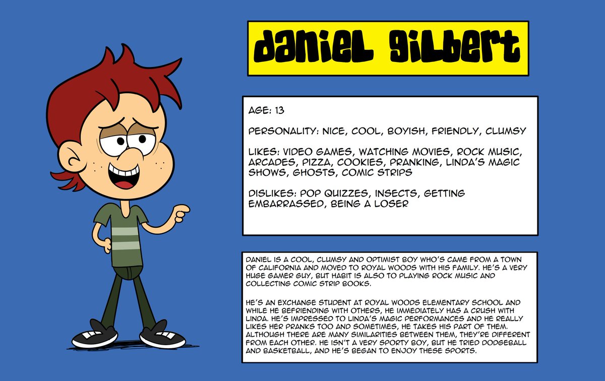 pines7102's tweet photo. Linda's crush
It seems Linda's got a crush called Daniel Gilbert, who's a new student and has just moved to Royal Woods.
#TheLoudHouse #LindaLoud #DanielGilbert #OriginalCharacter https://t.co/w0sXijOm4G