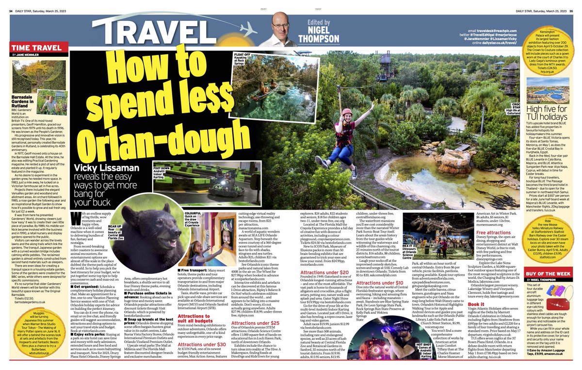 Tomorrow's Daily Star print #travel - top tips for a budget-friendly trip to #Orlando . By @LissamanVicky