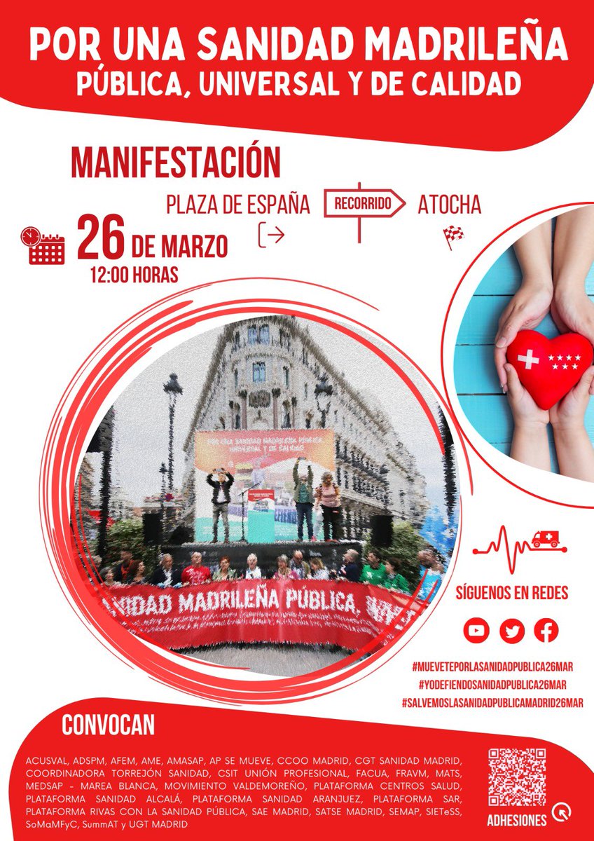 Este fin de semana tenemos 4 actos en la calle con un rasgo común: la defensa de lo público, de lo colectivo, del bien común. Orgullo de Madrid

#MadridVerdeHabitable

#MadridNoSeVende

#Somos47millones para #BlindarLasPensiones

 #ManiEducación25M

#MuevetePorLaSanidadPublica26M