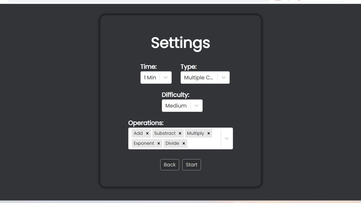 WiideZ's tweet image. Added a difficulty option in Math Blaze
