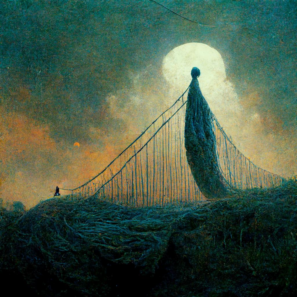 vermisluminium's tweet photo. As I stepped onto the shaky rope bridge spanning the abyss between me and an enormous needle in the shape of a heart,...
#aiart #beksinski #midjourney #lovecraft #horrorart #digitalart #digitalartwork https://t.co/sPo3sJ31P1