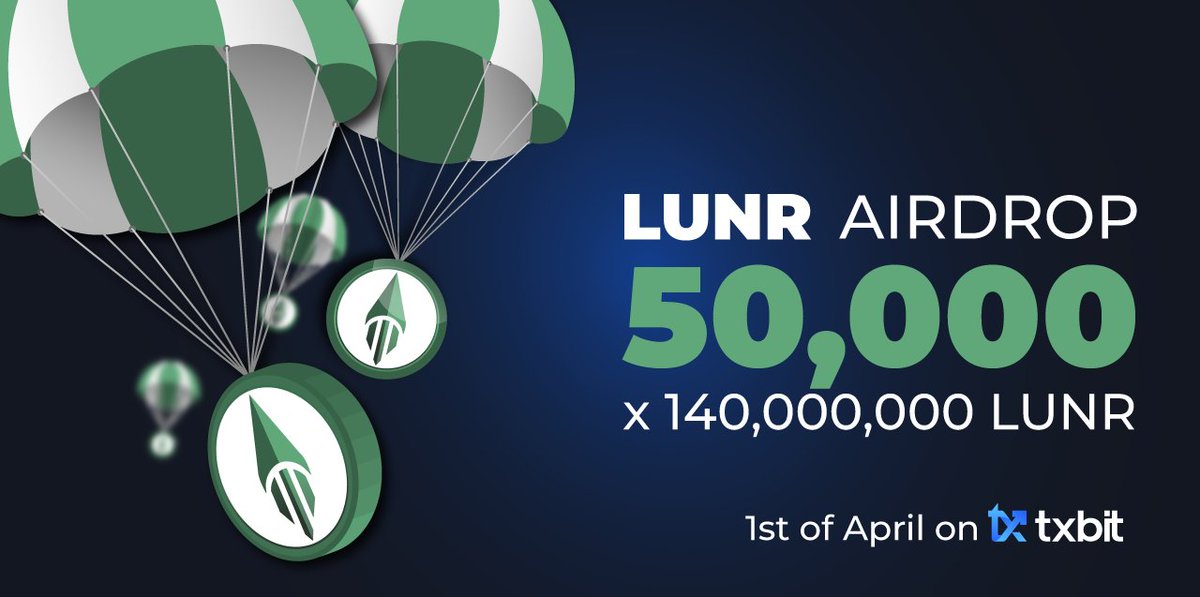 Don't Miss Out: Limited Mega #Lunareum Airdrop on #Txbit Exchange to 50,000 users! 🪂

Create an account on #Txbit! You could be one of the lucky users to receive 140,000,000 #LUNR by creating an account on #Txbit! 

Yes, 50,000 x 140,000,000 #LUNR!

txbit.medium.com/dont-miss-out-…