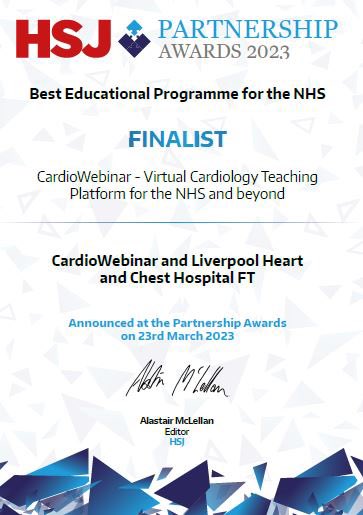 Disappointed for @CardioWebinar & @LHCHFT @idigitalnhs not to win, but great to have been at the @hsjpartnership awards last night 👇