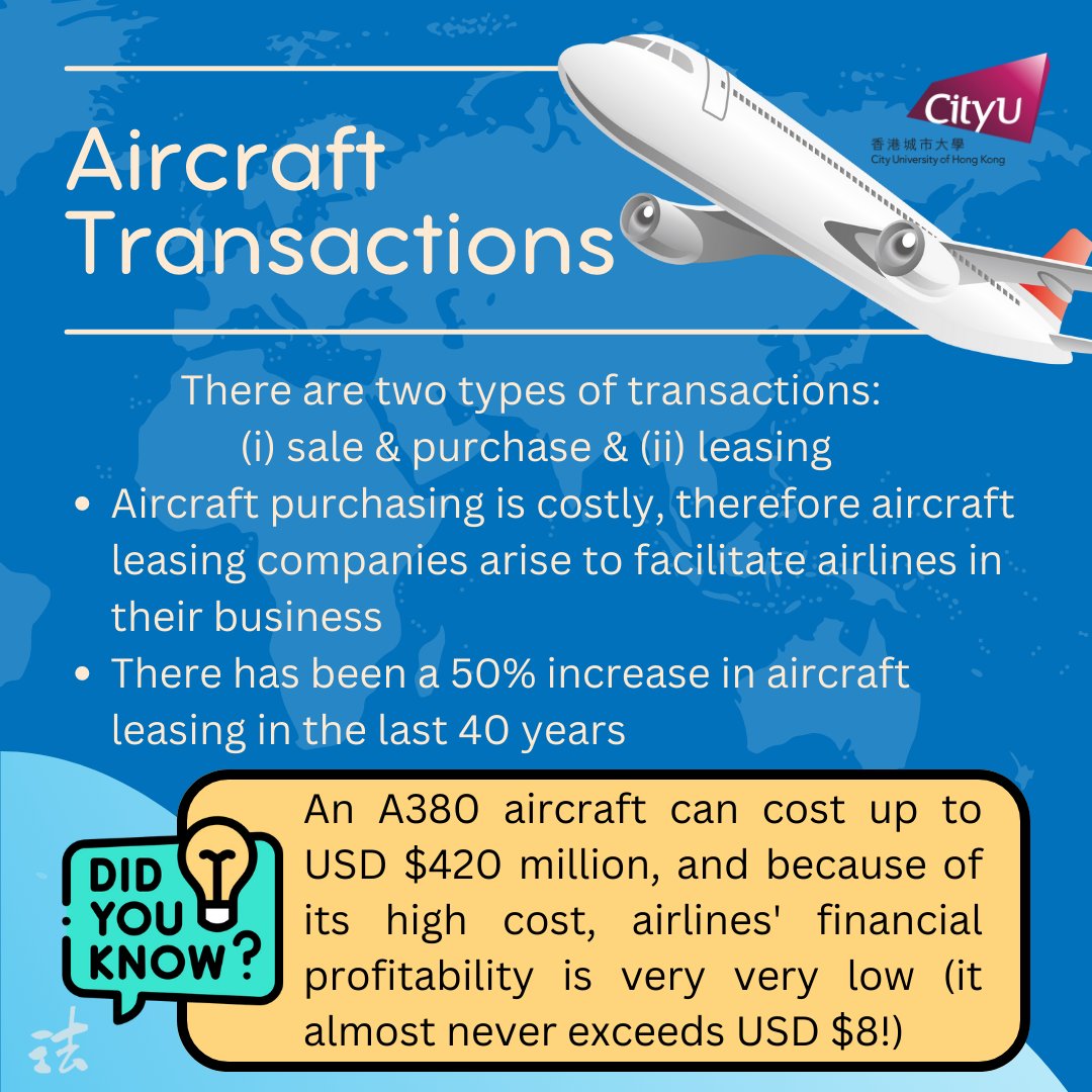 CityUHKLR's tweet photo. The leasing of an aircraft is one of the most common forms of aircraft financing around the world. In the leasing process, the tax regime of a state is crucial for aircraft lessors to consider. https://t.co/C9GCWi6Ja2