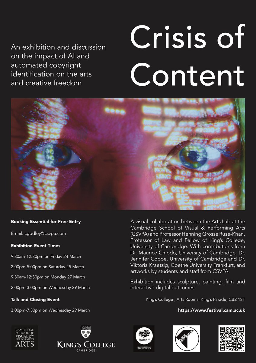 Come see Crisis of Content in #Cambridge - an exhibition I am participating in that discusses the impact of AI and Content ID. I explore 3D emotions as a dataset to be interpreted by human audience, and fed back to the machine.

#contentid #YouTube #cambridgefestival