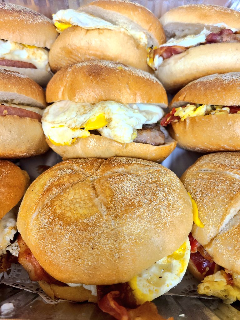 ConshyBakery's tweet photo. .@LousSteakShop keeping us well fed this am. Join us this Sunday .  They'll be serving up their famous zeps! #Lous #50yearstogether @BobKellyFOX29 @FOX29philly https://t.co/Tjo9DiD3zJ