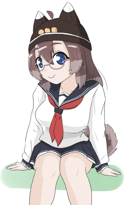 <ん-?なんですかー?久々の登場ですよー?<私の出番多いねー#創作 #オリキャラ#ネコとイヌとメガネっ娘 