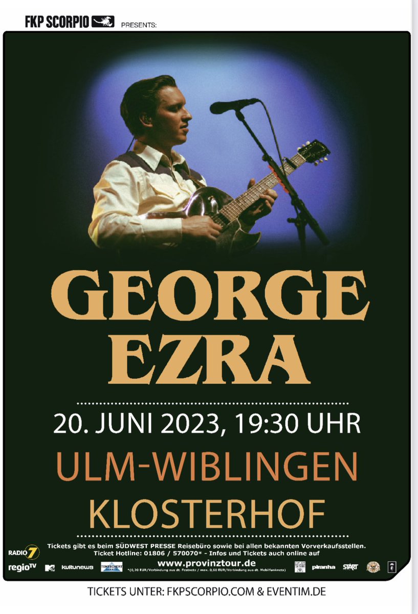 George is playing two shows in Germany this June. Tickets on sale now 🇩🇪 20th June in Ulm: eventim.de/event/george-e… 21st June in Mannheim: zeltfestivalrheinneckar.reservix.de/p/reservix/eve…