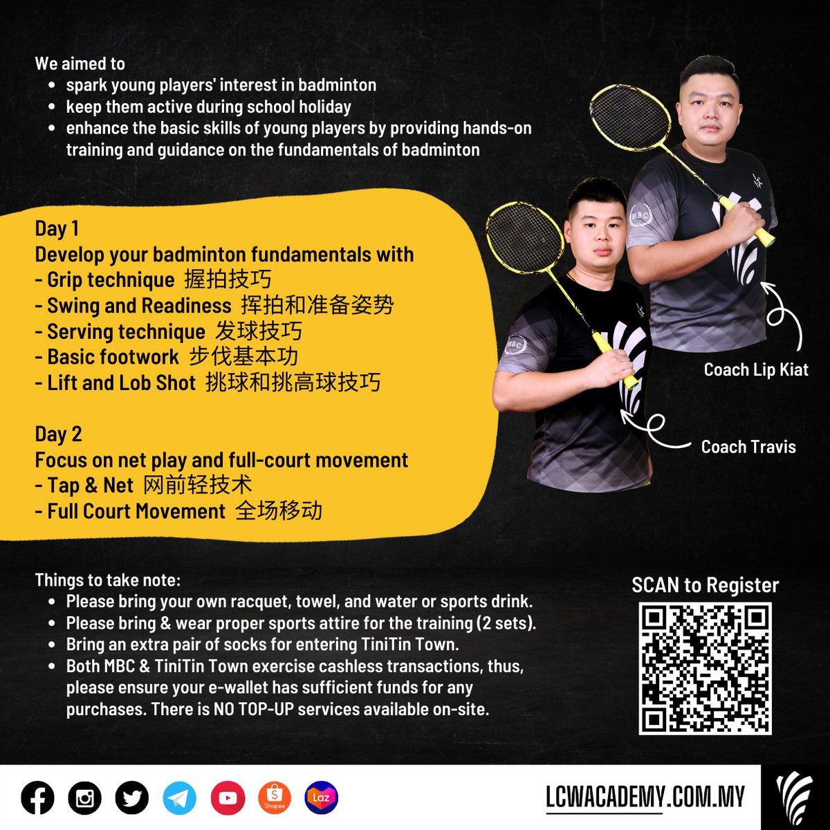 LCWAcademy's tweet photo. Join our Basic Badminton Bootcamp and let your child learn a new skill, make friends and stay active during the school holidays 🌞🏸💪

LIMITED PARTICIPANTS ONLY! 
Register now by clicking here  > https://t.co/fqmpsJf0rn 

#badmintoncamp #fun #play https://t.co/IkrDUiqPMI