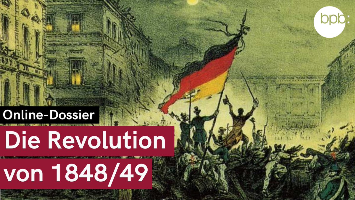 Die #Revolution von 1848/49 gilt als Meilenstein für die deutsche Demokratie- und Nationalstaatsgeschichte. 
Unser Online-Dossier blickt zurück, portraitiert zentrale Persönlichkeiten und zeigt auf, wie die Ereignisse bis heute nachwirken. bpb.de/revolution-184… #Geschichte