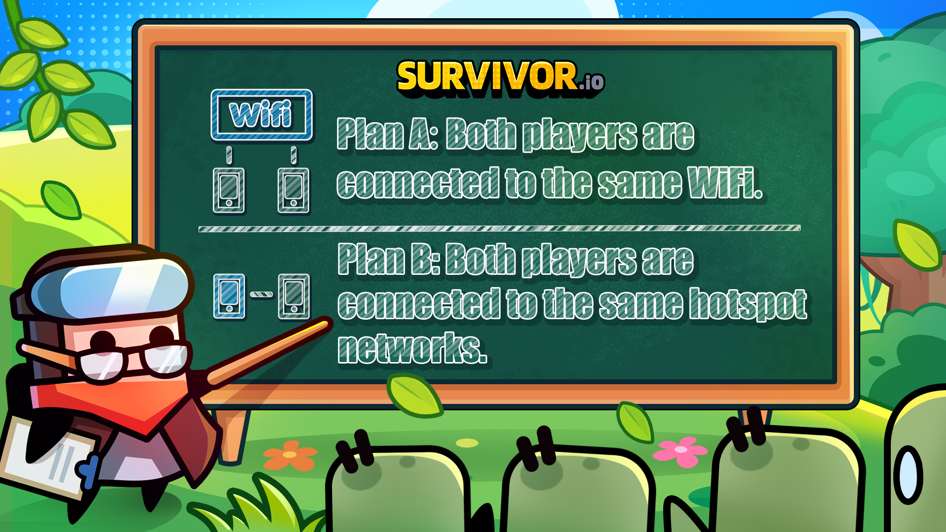 Survivor!.io on X: Having trouble connecting with co-op? Ensure you meet  the criteria below: 1. Game versions must be identical 2. Both players are  connected to the same WiFi or hotspot networks