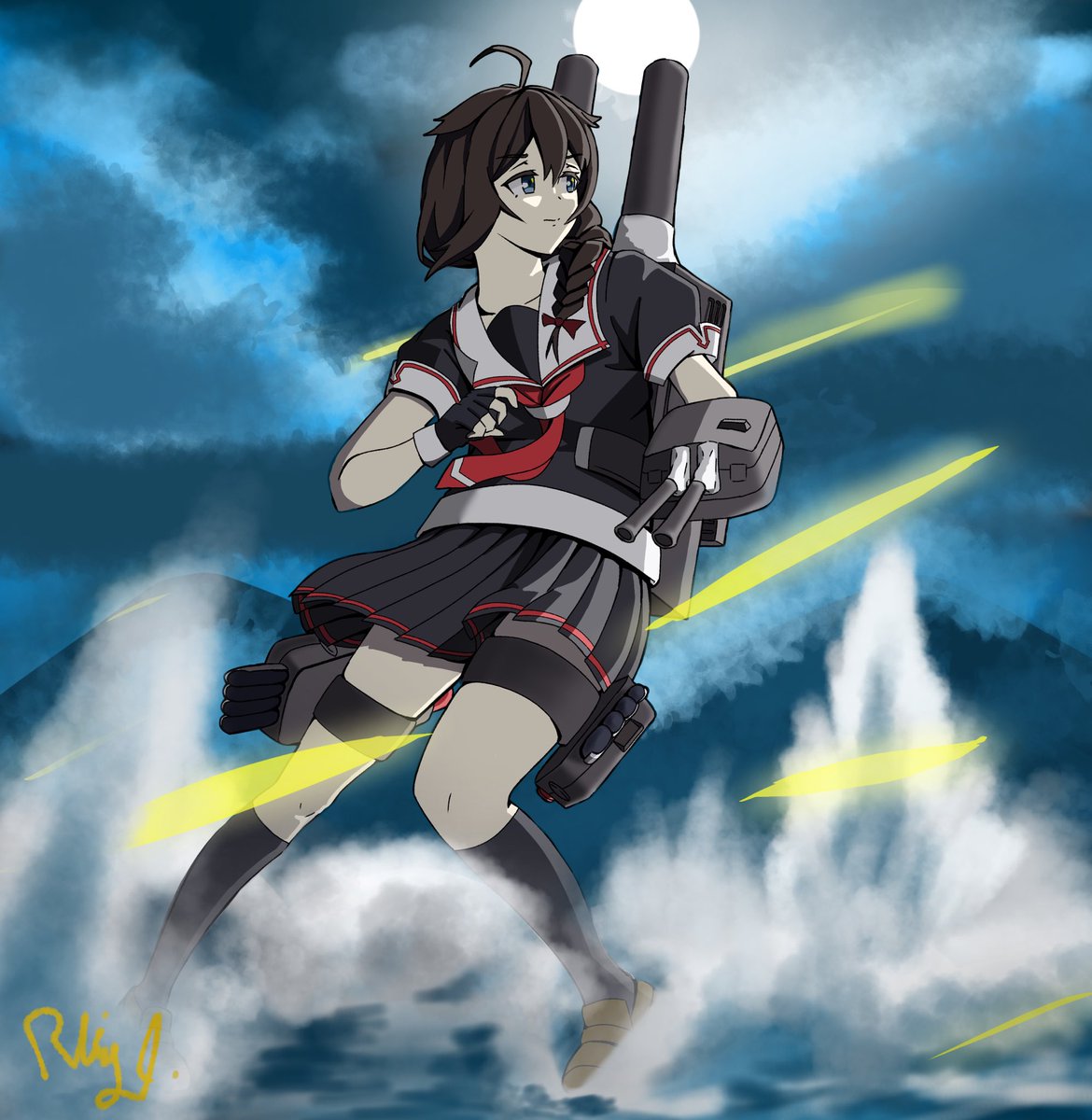 Su14115's tweet photo. 久々に絵描いたような気がする…
とりあえずスリガオ海峡海戦の時雨描いてみました。
#絵師さんと繋がりたい 
#艦これ
#時雨 https://t.co/He0z3StT8N