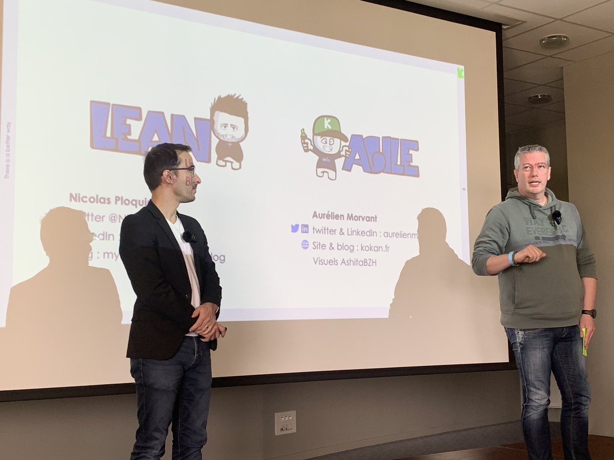 Et c’est @NicolasPloq1 et Aurélien Morvant qui sont désormais sur scène pour nous parler de Lean et d’Agile. #agnrt #agile #niort
