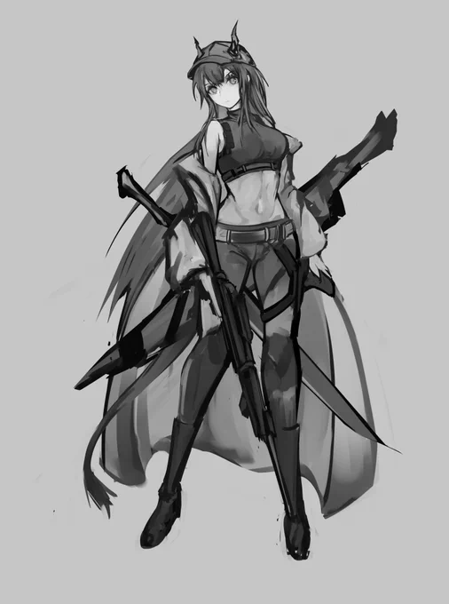 今チェンとサオリの立ち絵風衣装チェンジ描いてる 