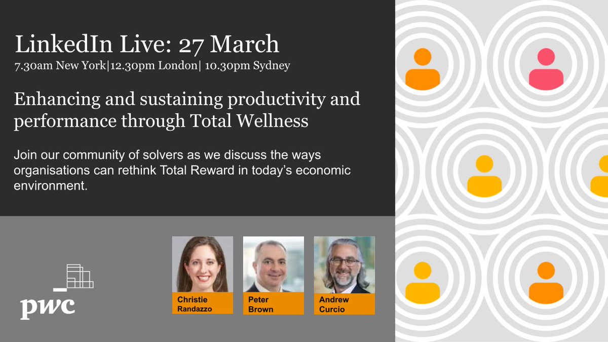 How can organisations rethink Total Reward to drive #workforce performance in a cost cutting environment? 
Spoiler: it's about #TotalWellness
📆Mon 27 Mar
⏰7.30am NYC/12.30pmLondon/10.30pmSydney
linkedin.com/video/event/ur…