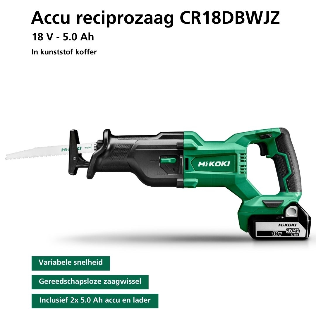 BeerIndustrie's tweet photo. Wil je een betrouwbare reciprozaag aanschaffen? Zoek niet verder.  De HiKOKI 18V accu reciprozaag CR18DBWJZ wordt geleverd met twee accu's en een oplader in een kunststof koffer. #HiKOKI #hikokipowertoolsnl https://t.co/GrTGEkO5wQ