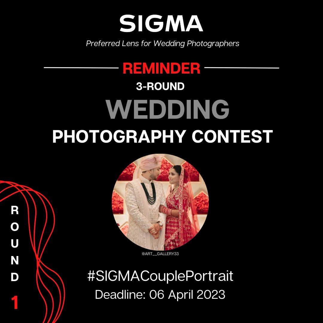 Sigma_India's tweet photo. #SIGMAContest Alert!!
Post your photographs, tag us, and use #SIGMACouplePortrait to participate.
Hurry up and submit your best works capturing the Wedding Couple by 06 April 2023.
#sigmaphotoindia #sigmacontest #sigmalens #sigmagear https://t.co/BQgmMn4HS8