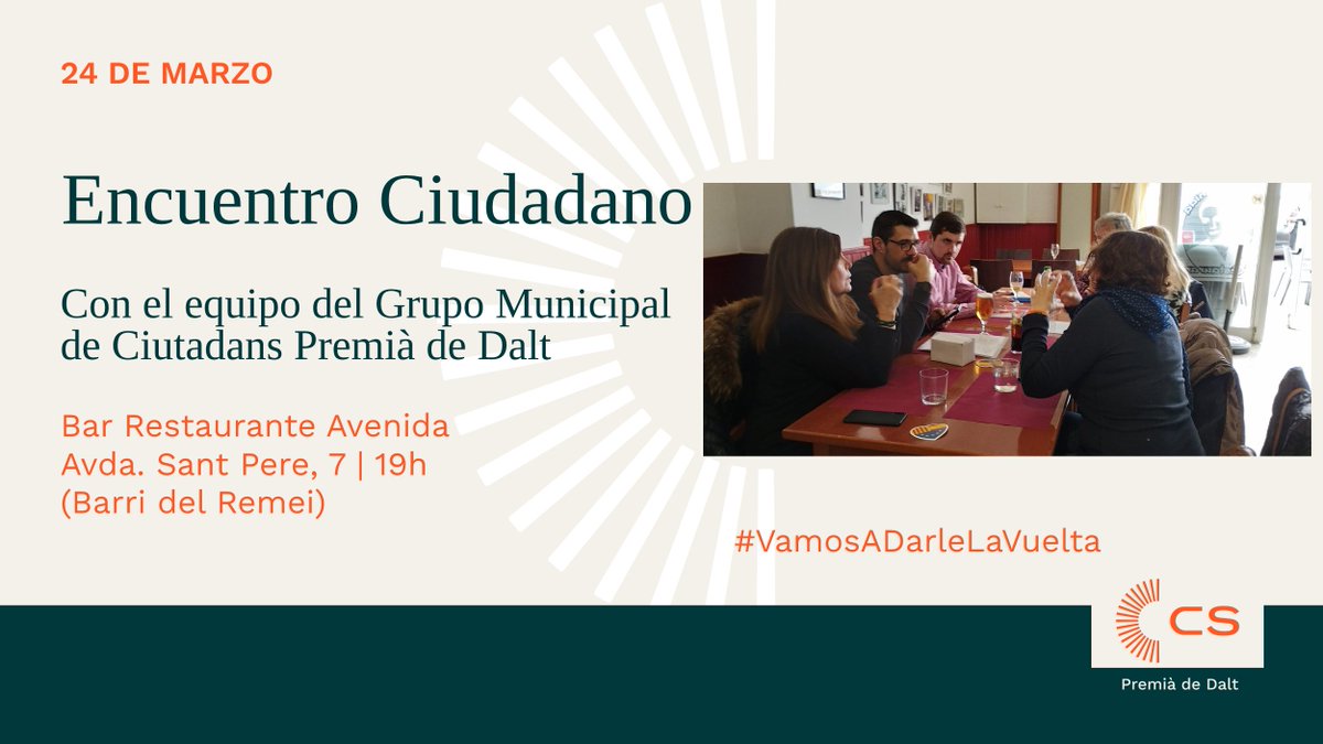DavidExposito13's tweet photo. Seguimos con nuestros encuentros de los viernes con el equipo y nuestros vecinos. Desde @Cs_PremiaDeDalt  entendemos que esta es la mejor forma de hacer política. Acercarse a sus barrios y escuchar sus preocupaciones, inquietudes e ideas para mejorar su día a día. ¡Nos vemos hoy! https://t.co/JUwEGcjSO2
