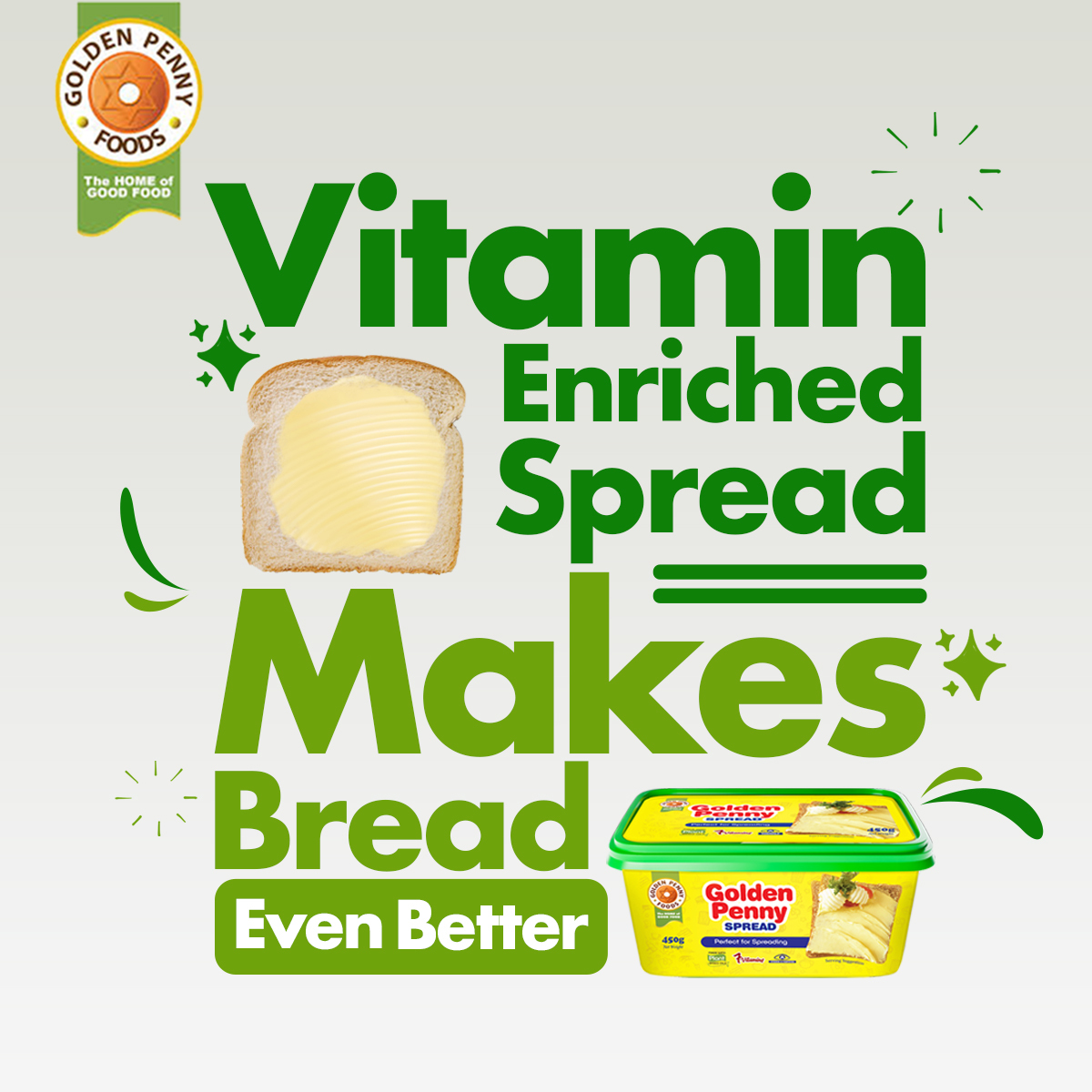GpennySpreads's tweet image. Golden Penny Spread is essential to bread. 

Not only is every scoop of Spread flavour-rich, but it is also vitamin-rich. 

Eat better to feel better, look better, and see better. 

#spreadit #gpennyspread #goldenpenny #vitamins #breadlover