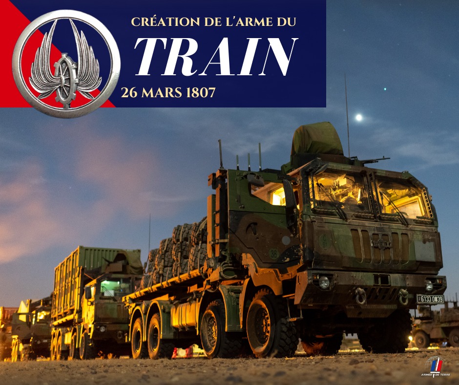 armeedeTerre's tweet image. Depuis la création des 1ers bataillons des Équipages des Transports Militaires, de la Voie Sacrée à l'Est de l'Europe et en passant par les déserts africains, les soldats du Train sont #ToujoursEtPartout 🚛🚛🚛

Bon anniversaire 🕯️ à tous nos "tringlots" !
#TradisMilis #LogOps