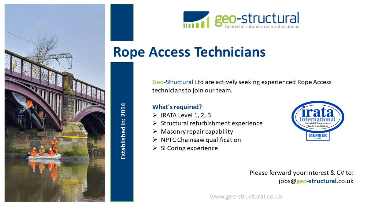 GeoStructural's tweet photo. #RopeAccess #IRATA #Jobs #Scotland #Glasgow #Structural #Railway https://t.co/5eB1BtMXZd