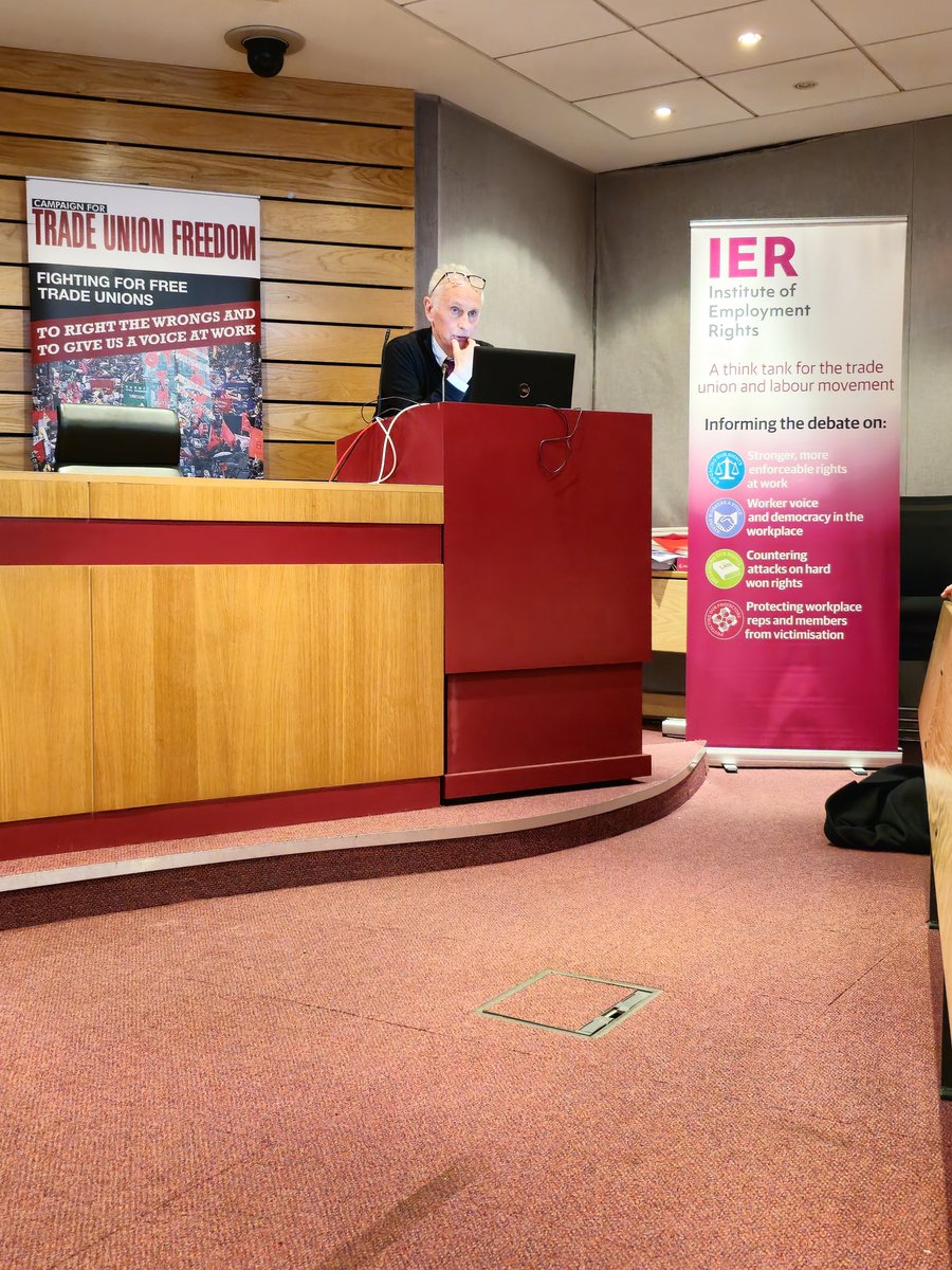 IERUK's tweet photo. 'There needs to be a properly resourced Ministry of Labour, with a Minister of Labour at the helm, separate to BEIS, with its own autonomy. This is needed to restore employment rights, and restore worker voice to Government' Prof Keith Ewing at our Right to Strike Event #ierRTS https://t.co/qrouL7aWzM