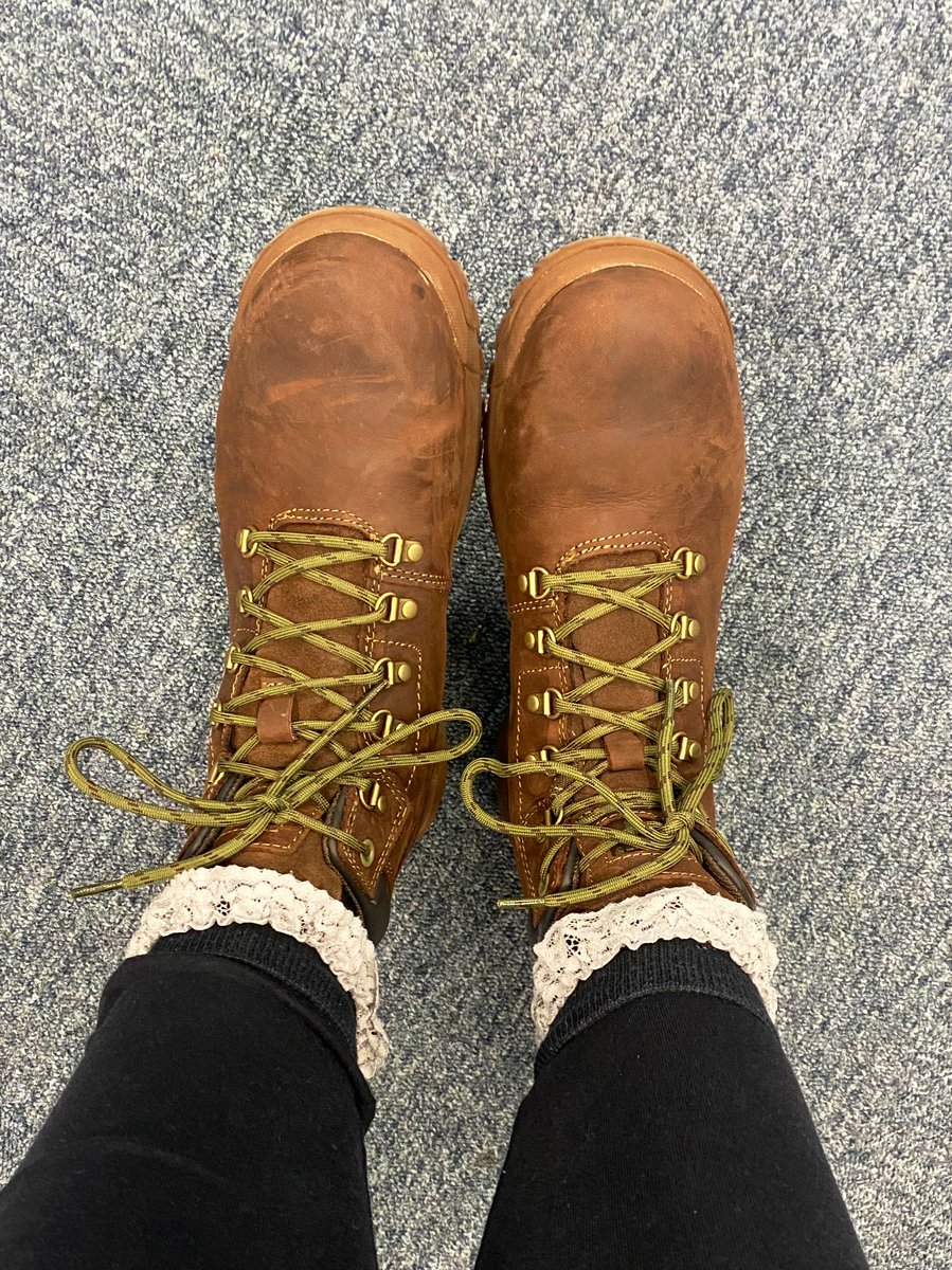 Jothephysicist's tweet photo. Cute frilly socks + steel toes is a look and I won’t hear any different https://t.co/UYfLHrK7v2
