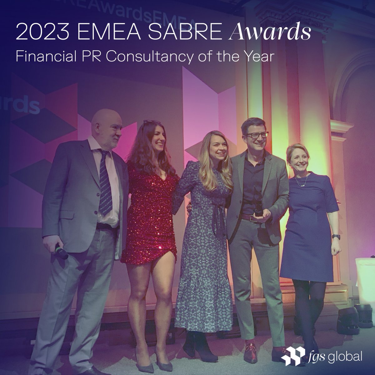 We did it again! Last night <a href="/Provoke_News/">PRovoke Media</a> presented the 2023 EMEA #SABREAwards and we are thrilled that @FGS_Global was among the winners – as #FinancialPR Consultancy of the Year! 
#fgsglobal #bestteam #PRovokeEMEA #SABREAwardsEMEA